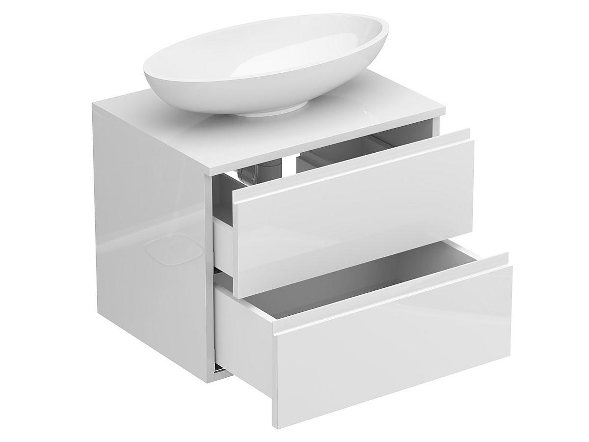 Тумба підвісна MONO 600 Біла глянцева з умивальником NICE