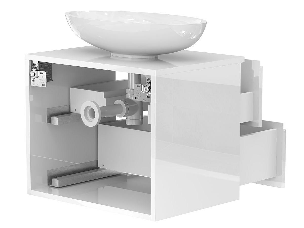 Тумба підвісна MONO 600 Біла глянцева з умивальником NICE