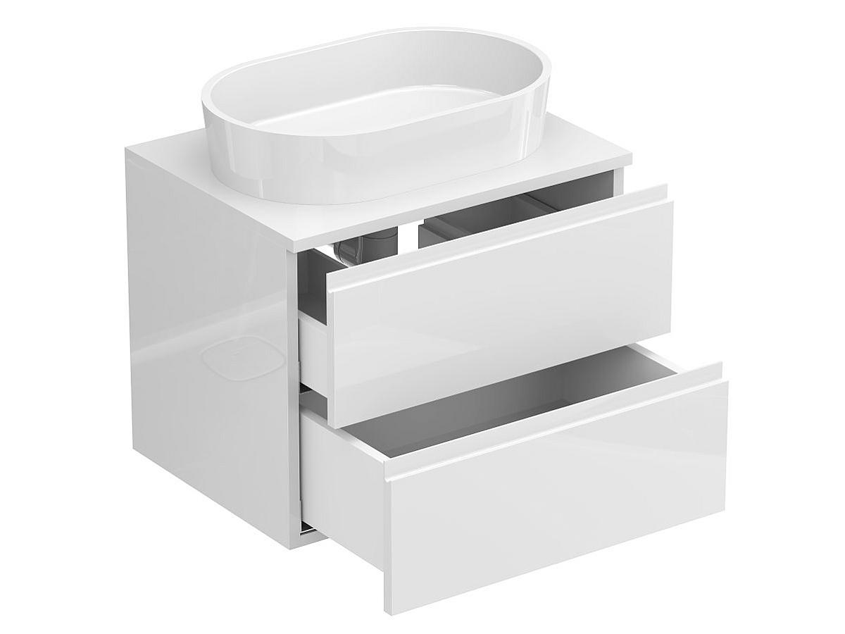 Тумба подвесная MONO 600 Белая глянцевая с умывальником SORRENTO