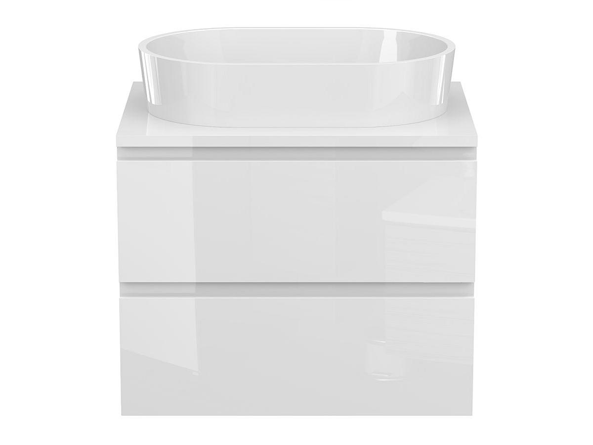 Тумба подвесная MONO 600 Белая глянцевая с умывальником SORRENTO