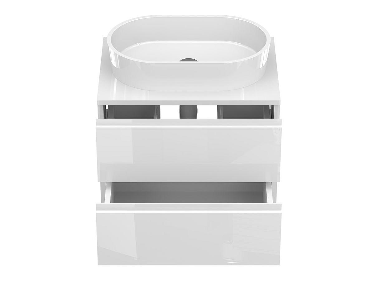 Тумба подвесная MONO 600 Белая глянцевая с умывальником SORRENTO