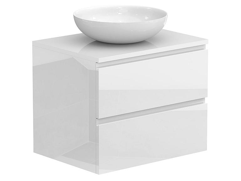 Тумба підвісна MONO 600 Біла глянцева з умивальником TOBI