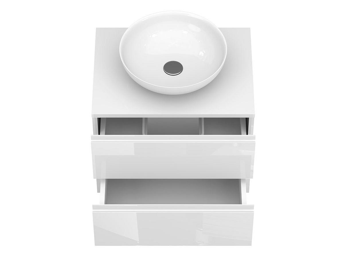 Тумба подвесная MONO 600 Белая глянцевая с умывальником TOBI