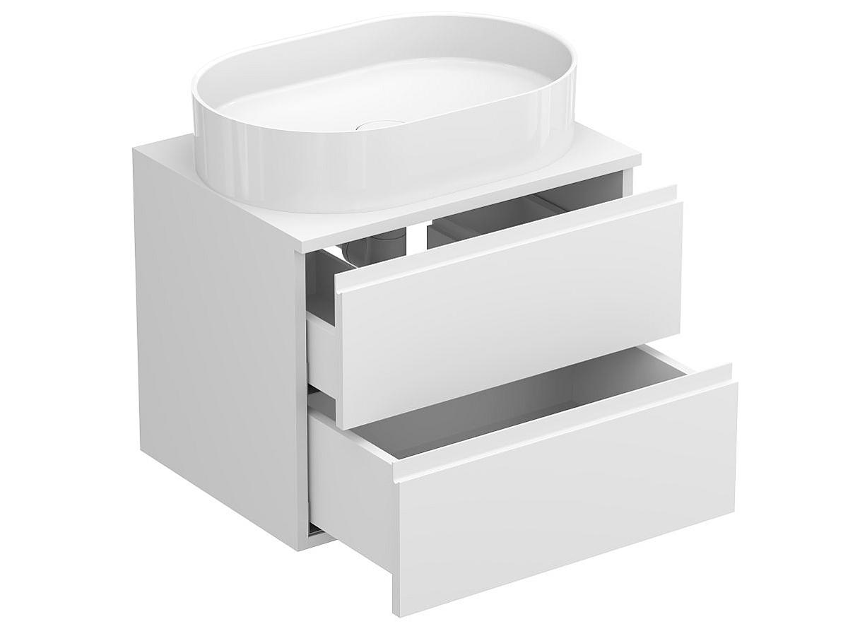 Тумба подвесная MONO 600 Белая soft-touch з умивальником KIRA
