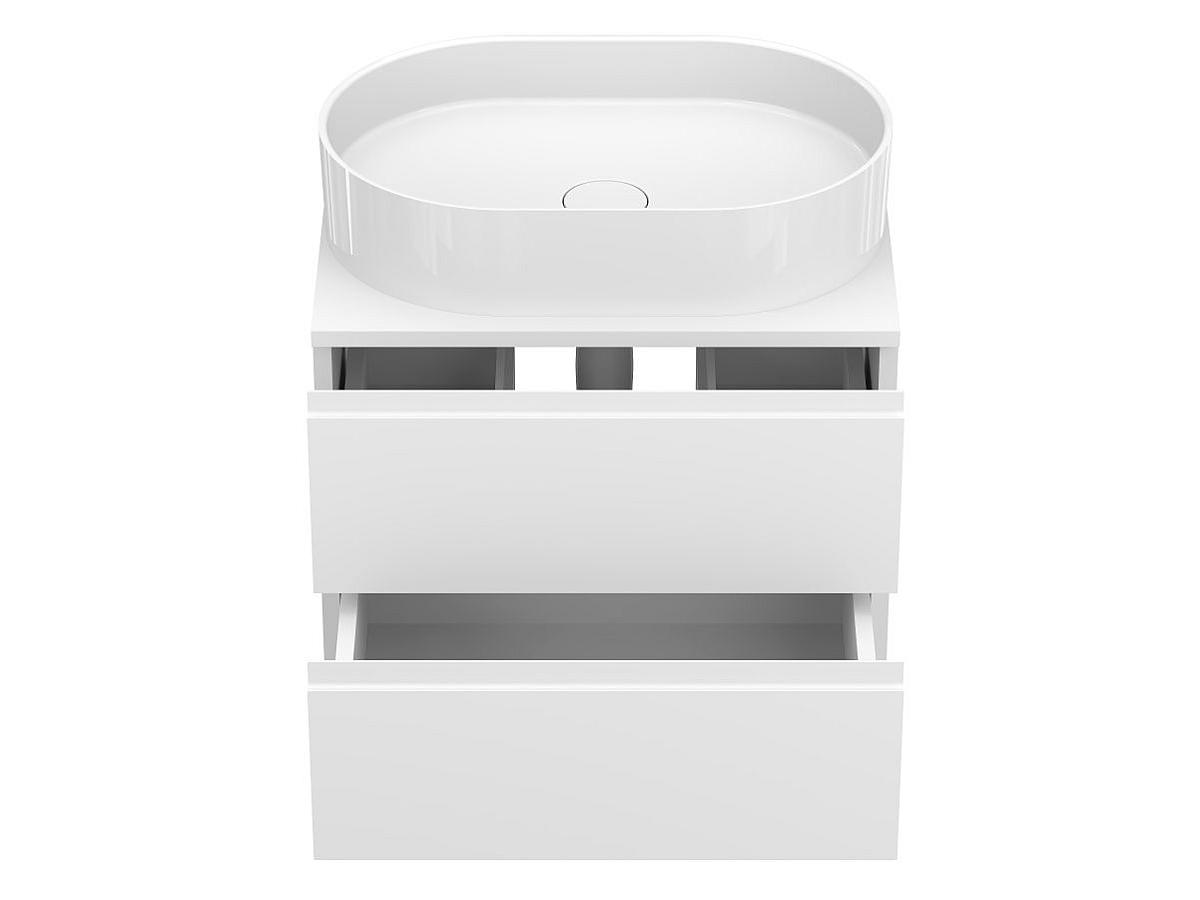 Тумба подвесная MONO 600 Белая soft-touch з умивальником KIRA