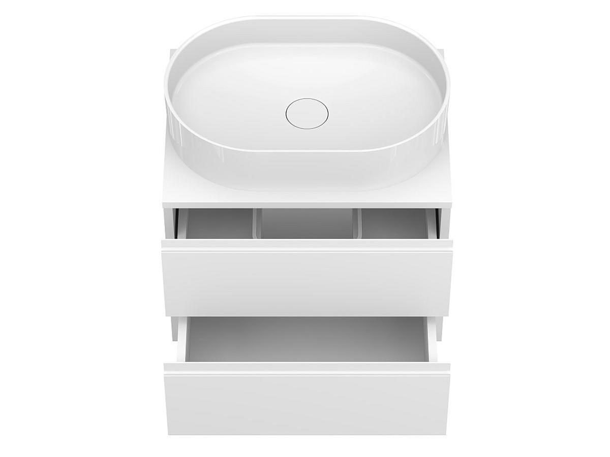 Тумба подвесная MONO 600 Белая soft-touch з умивальником KIRA