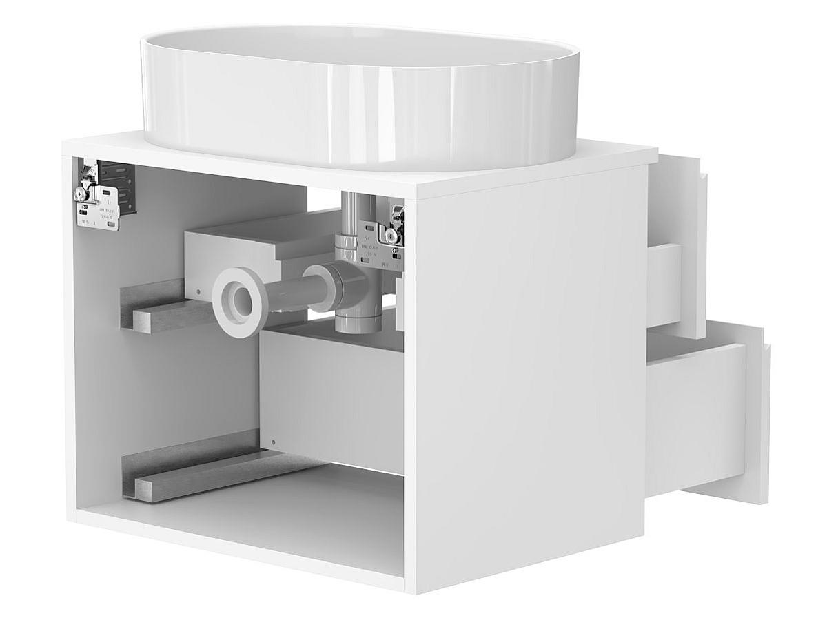 Тумба подвесная MONO 600 Белая soft-touch з умивальником KIRA