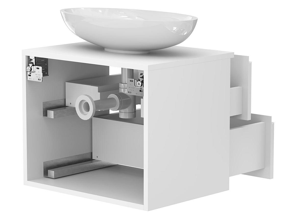 Тумба підвісна MONO 600 Біла матова з умивальником NICE