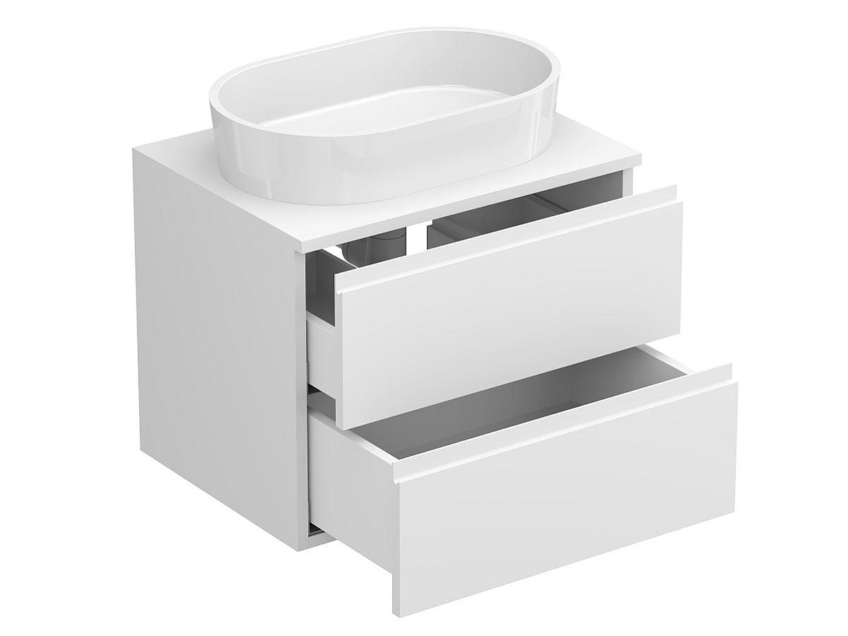 Тумба підвісна MONO 600 Біла soft-touch з умивальником SORRENTO