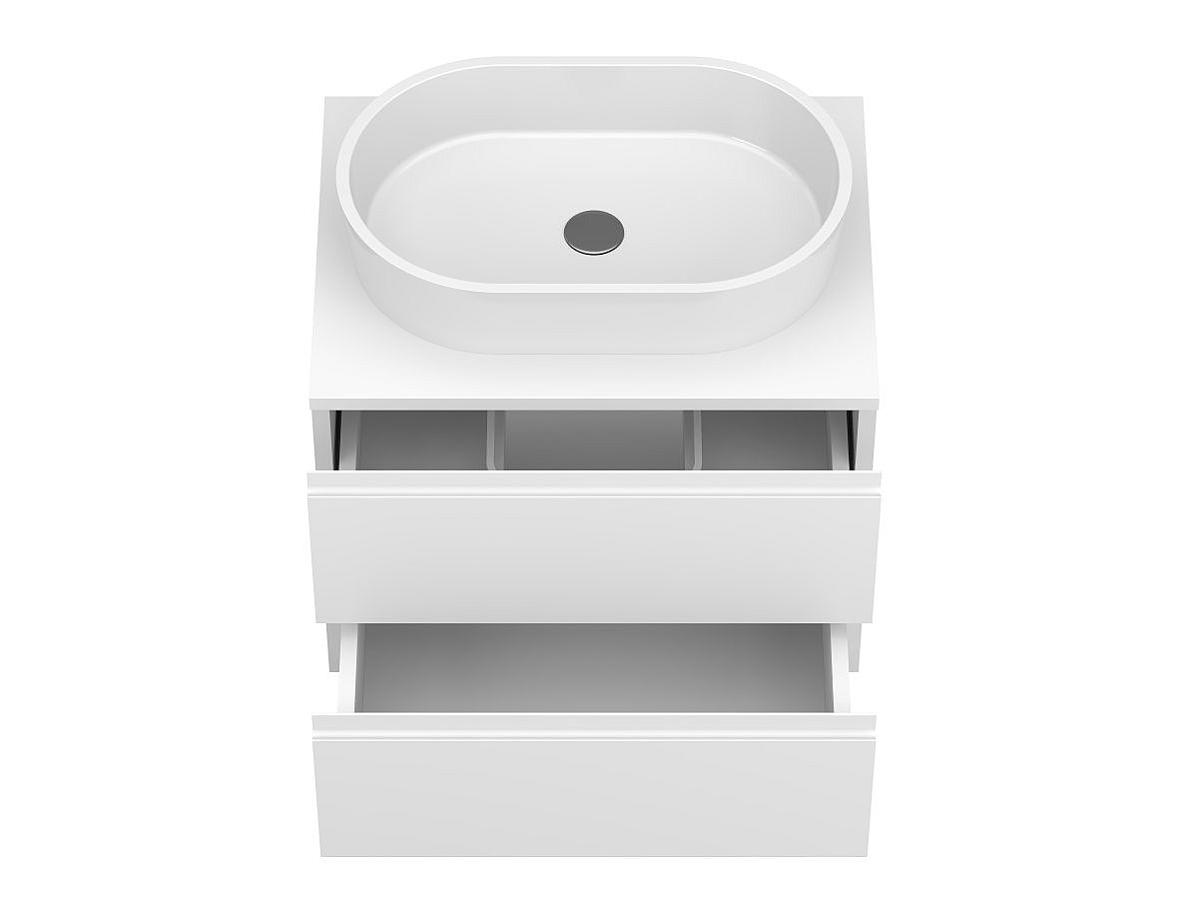 Тумба підвісна MONO 600 Біла soft-touch з умивальником SORRENTO