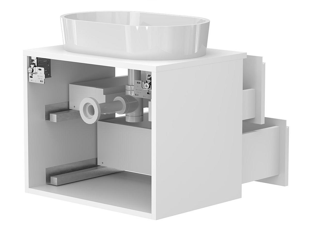Тумба підвісна MONO 600 Біла soft-touch з умивальником SORRENTO