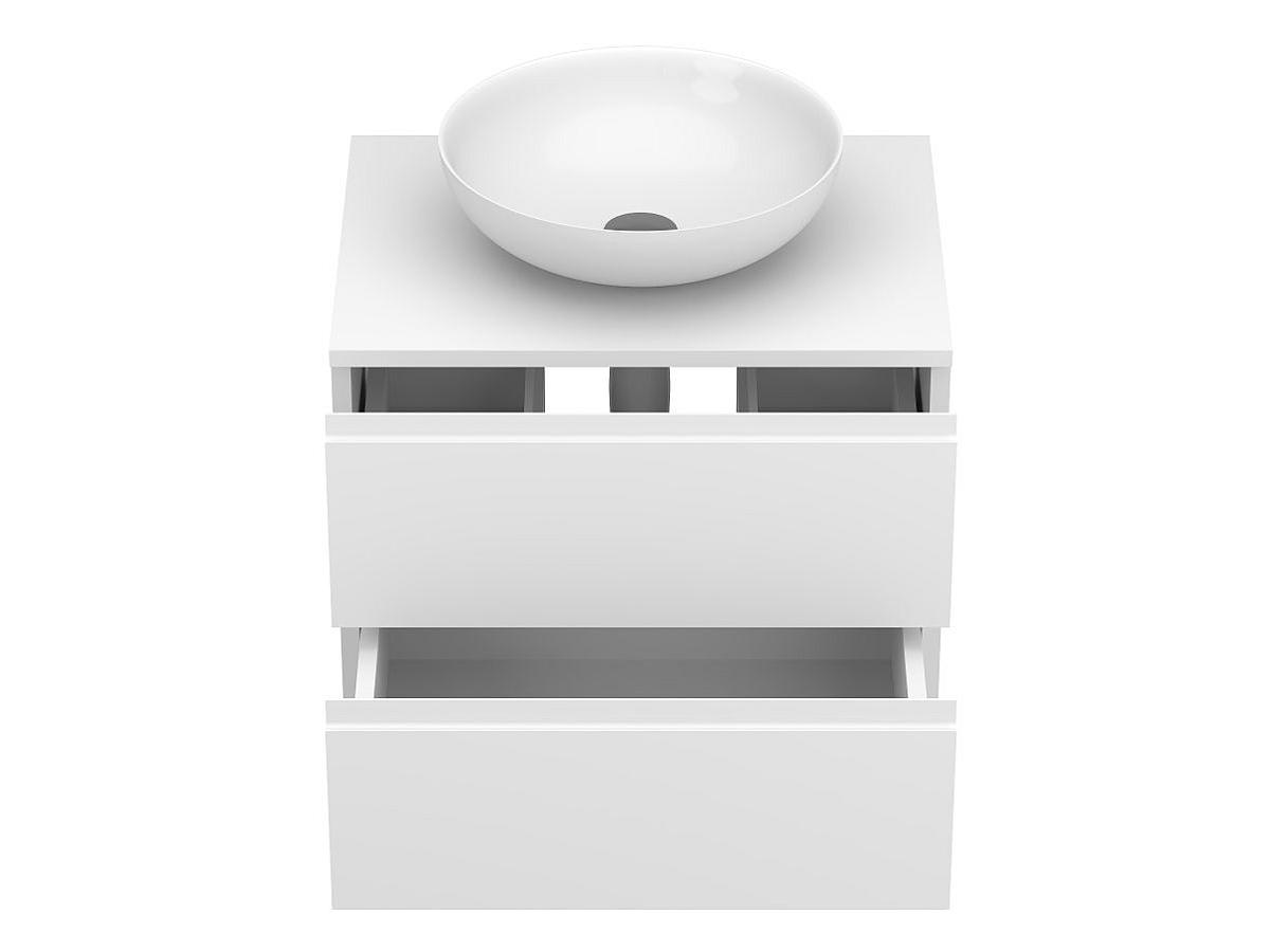 Тумба підвісна MONO 600 Біла soft-touch з умивальником TOBI