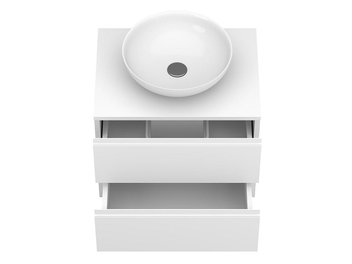 Тумба підвісна MONO 600 Біла soft-touch з умивальником TOBI