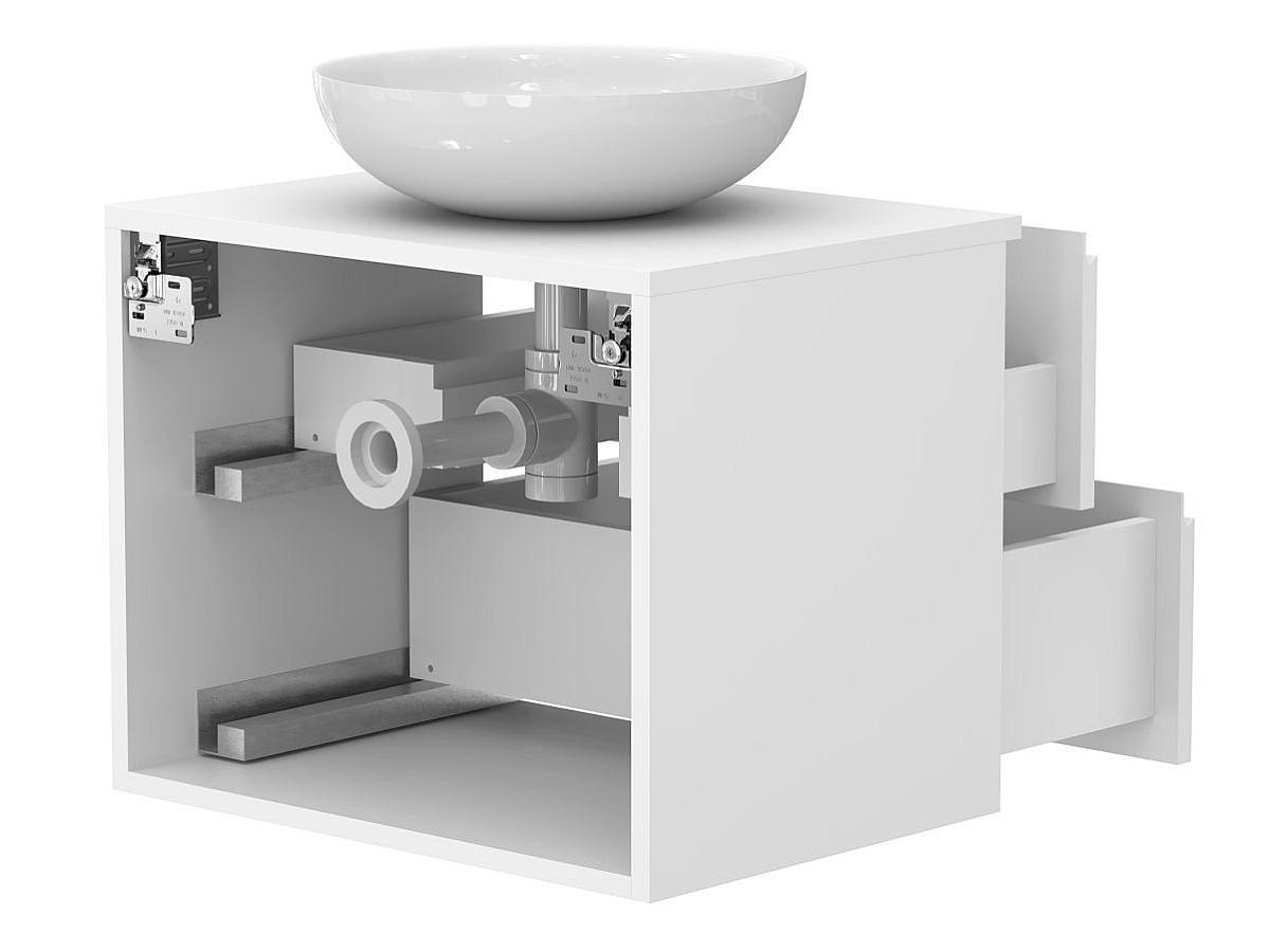 Тумба підвісна MONO 600 Біла soft-touch з умивальником TOBI