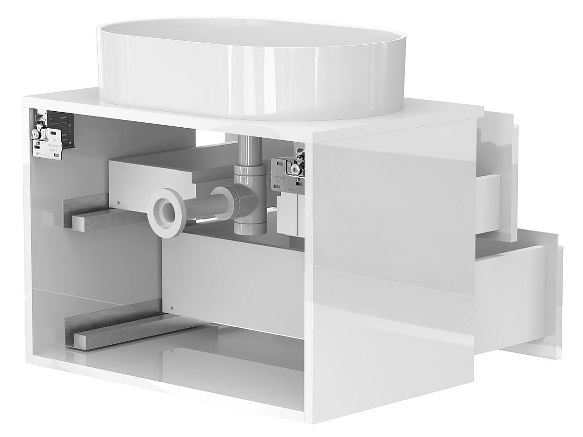 Тумба підвісна MONO 700 Біла глянцева з умивальником KIRA