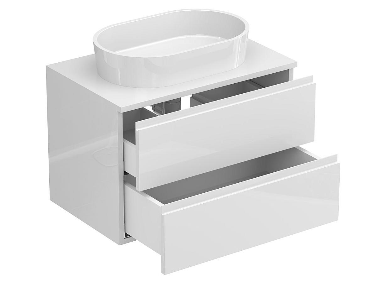 Тумба подвесная MONO 700 Белая глянцевая с умывальником SORRENTO