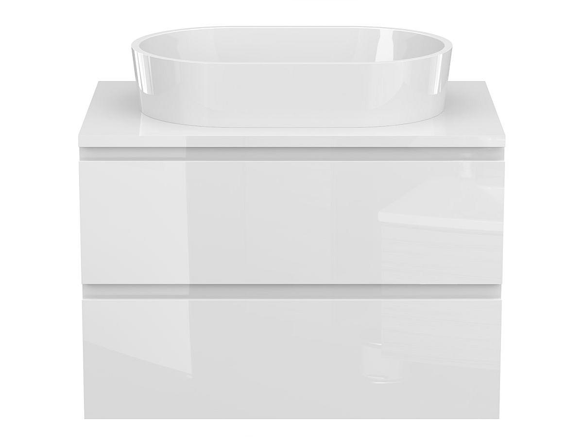 Тумба подвесная MONO 700 Белая глянцевая с умывальником SORRENTO