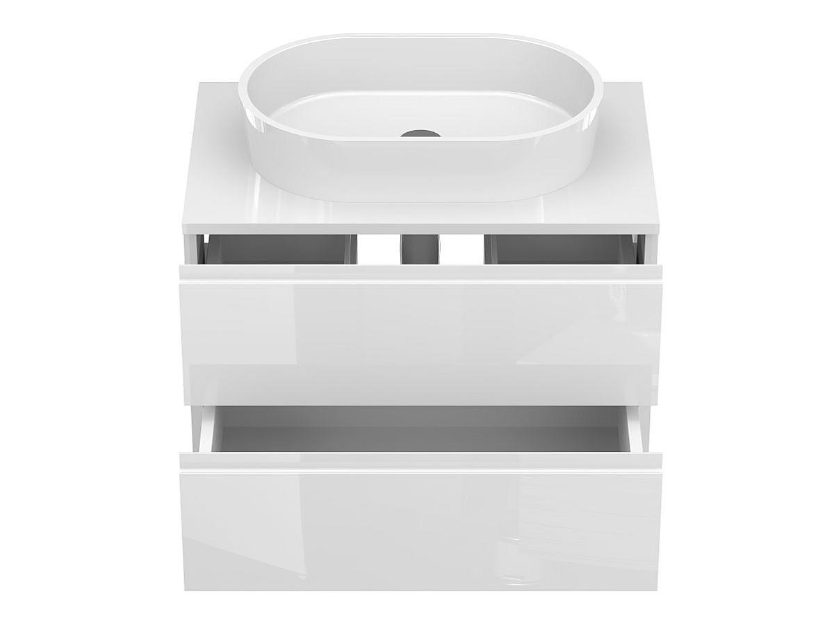 Тумба подвесная MONO 700 Белая глянцевая с умывальником SORRENTO