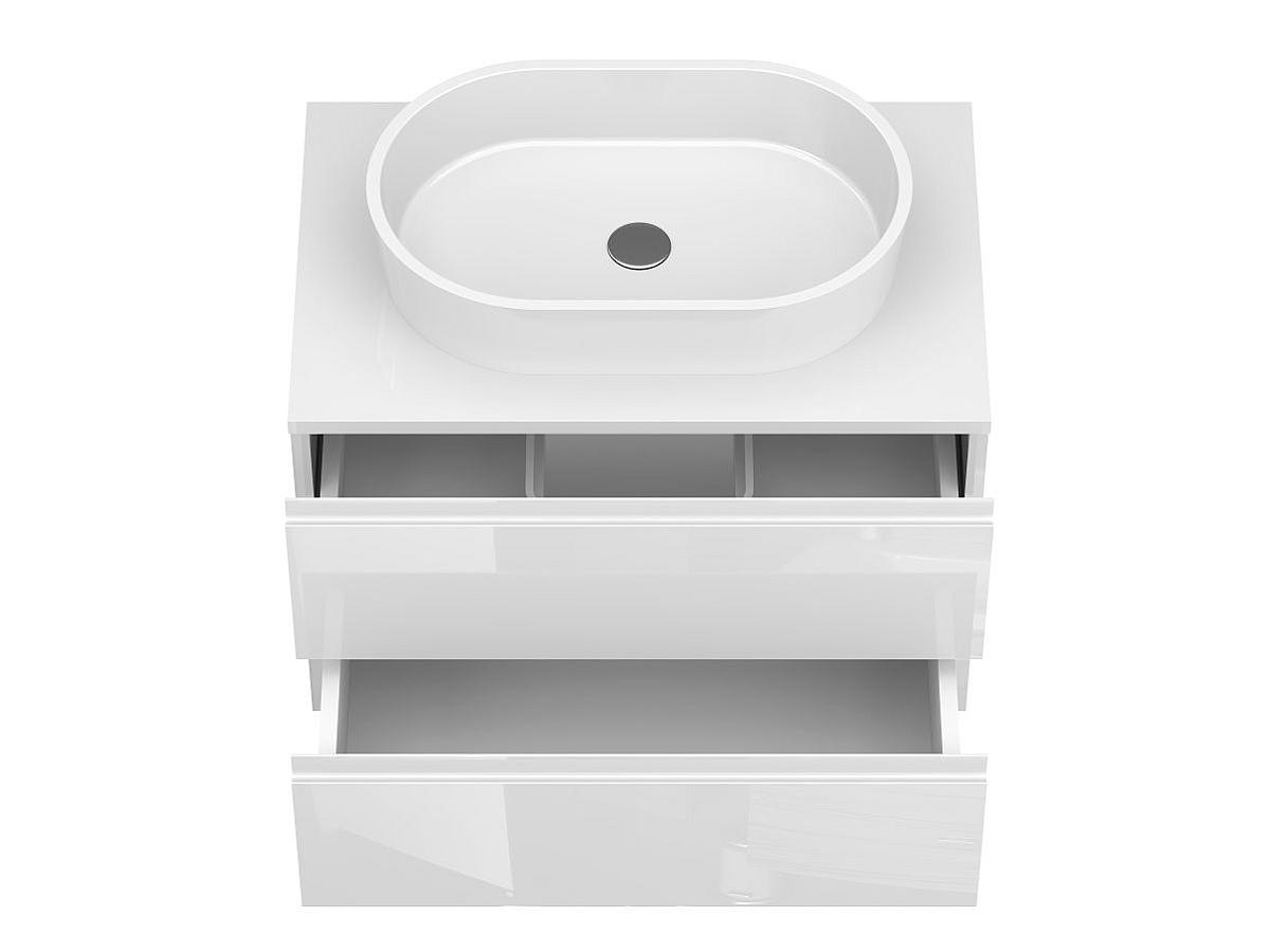 Тумба подвесная MONO 700 Белая глянцевая с умывальником SORRENTO