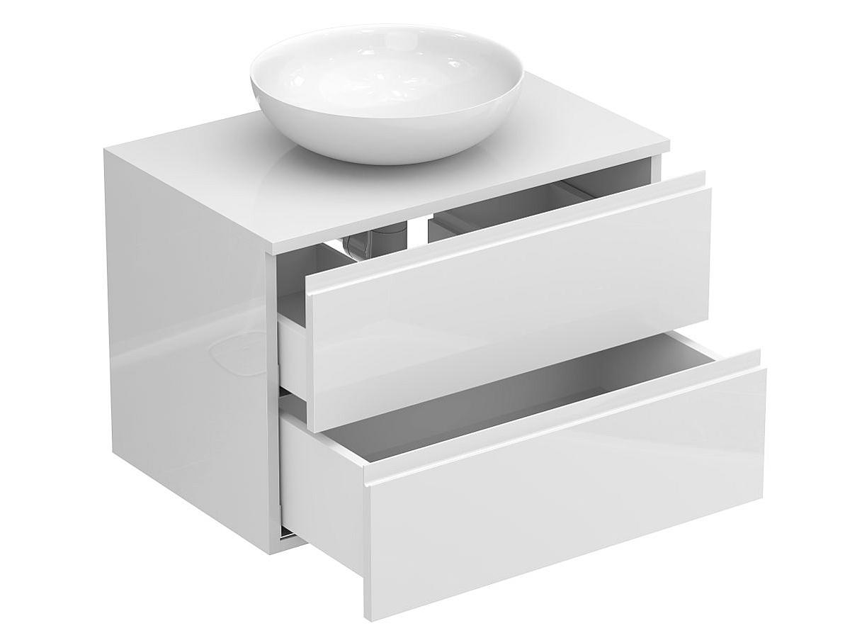 Тумба подвесная MONO 700 Белая глянцевая с умывальником TOBI