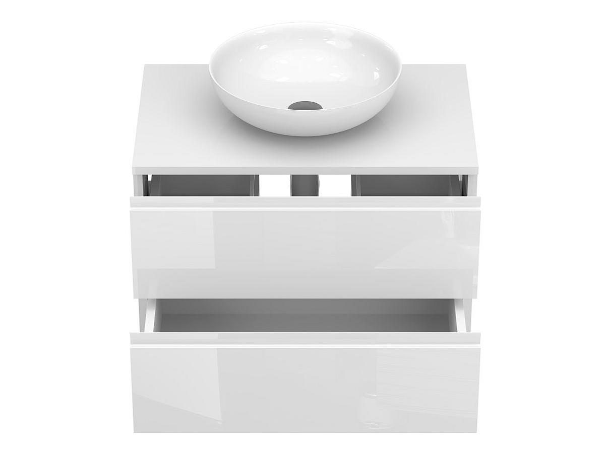 Тумба подвесная MONO 700 Белая глянцевая с умывальником TOBI