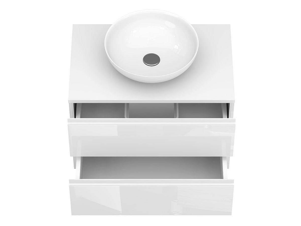 Тумба подвесная MONO 700 Белая глянцевая с умывальником TOBI