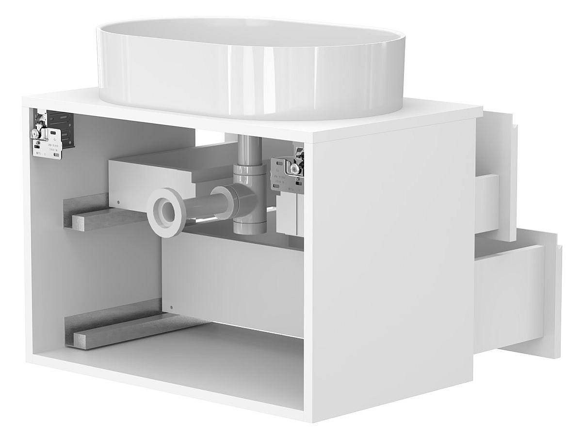 Тумба подвесная MONO 700 Белая soft-touch з умивальником KIRA
