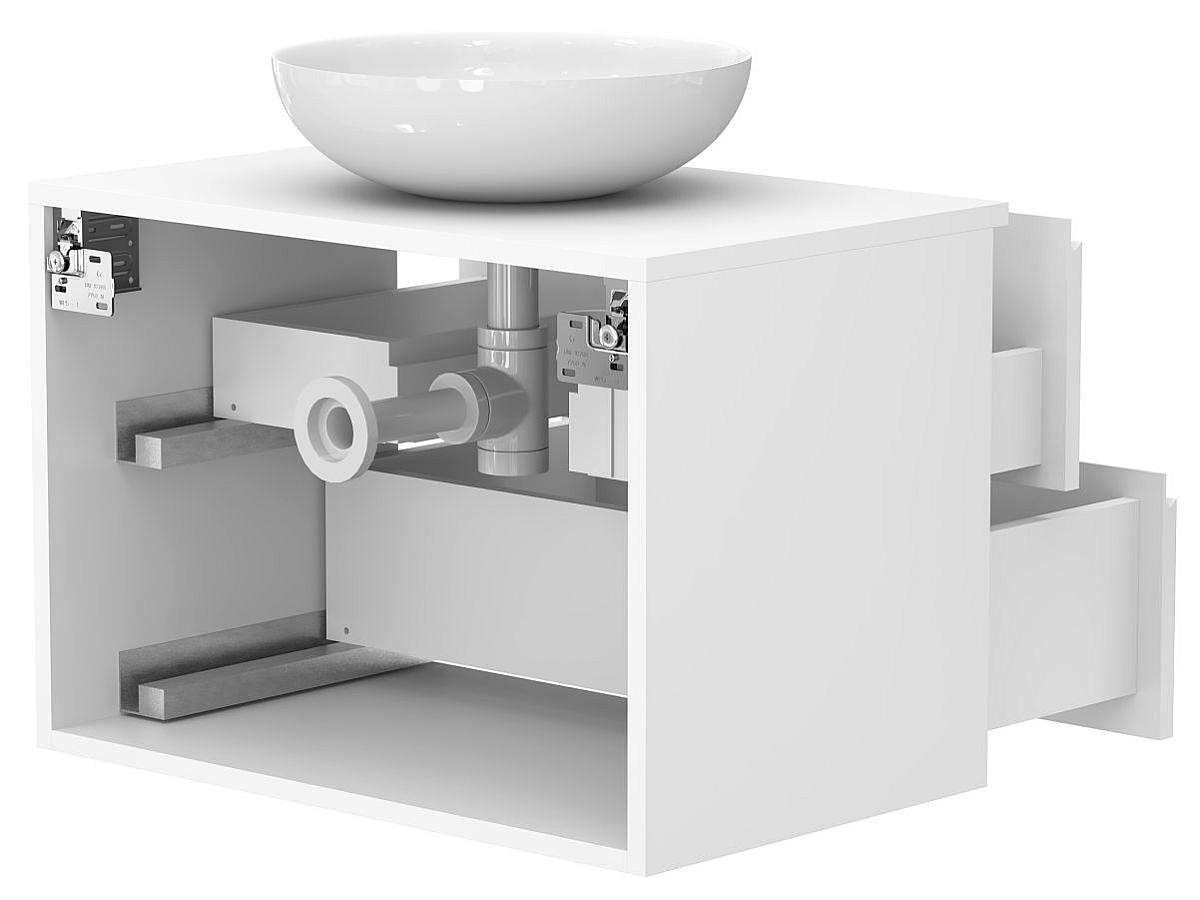 Тумба подвесная MONO 700 Белая soft-touch з умивальником TOBI