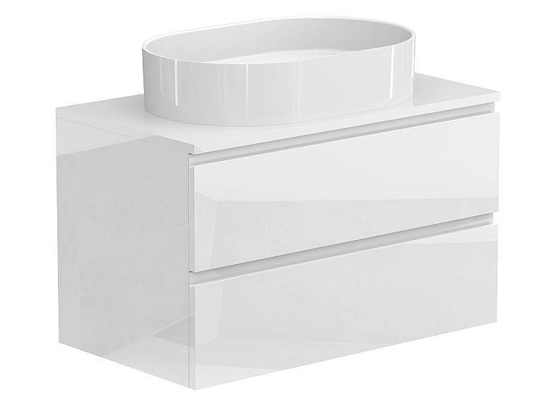 Тумба підвісна MONO 800 Біла глянцева з умивальником KIRA