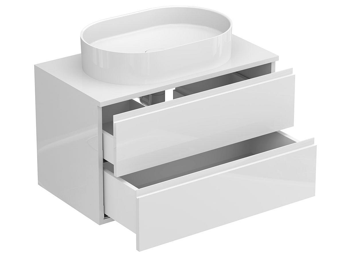Тумба підвісна MONO 800 Біла глянцева з умивальником KIRA