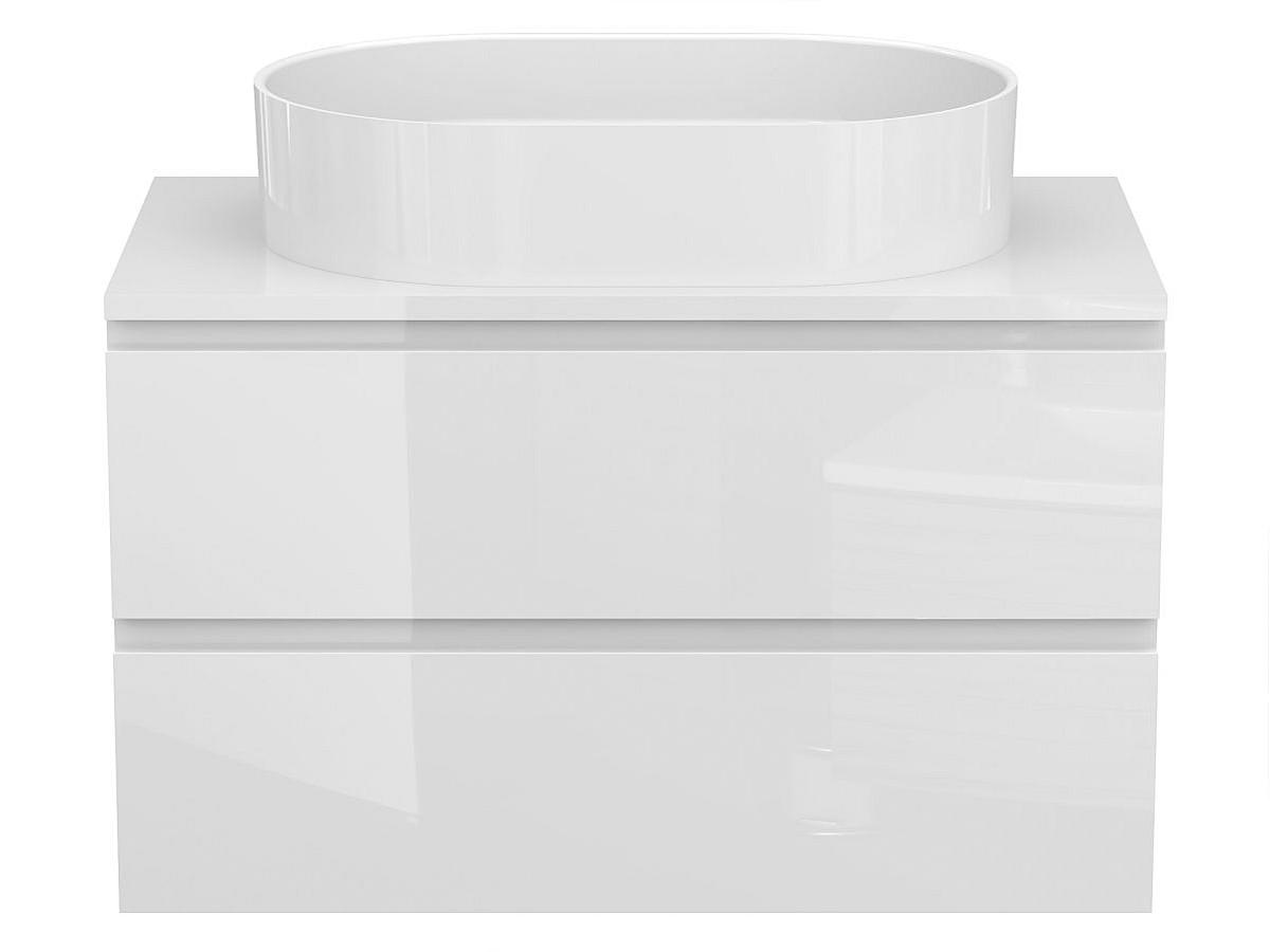 Тумба підвісна MONO 800 Біла глянцева з умивальником KIRA