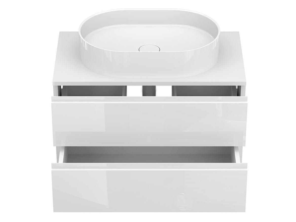 Тумба підвісна MONO 800 Біла глянцева з умивальником KIRA
