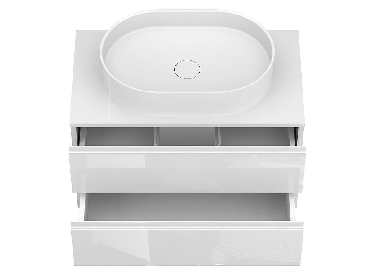 Тумба підвісна MONO 800 Біла глянцева з умивальником KIRA