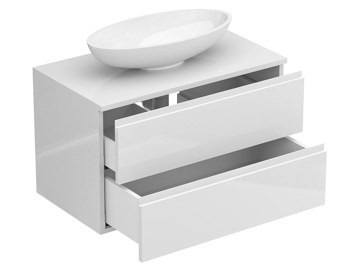 Тумба підвісна MONO 800 Біла глянцева з умивальником NICE