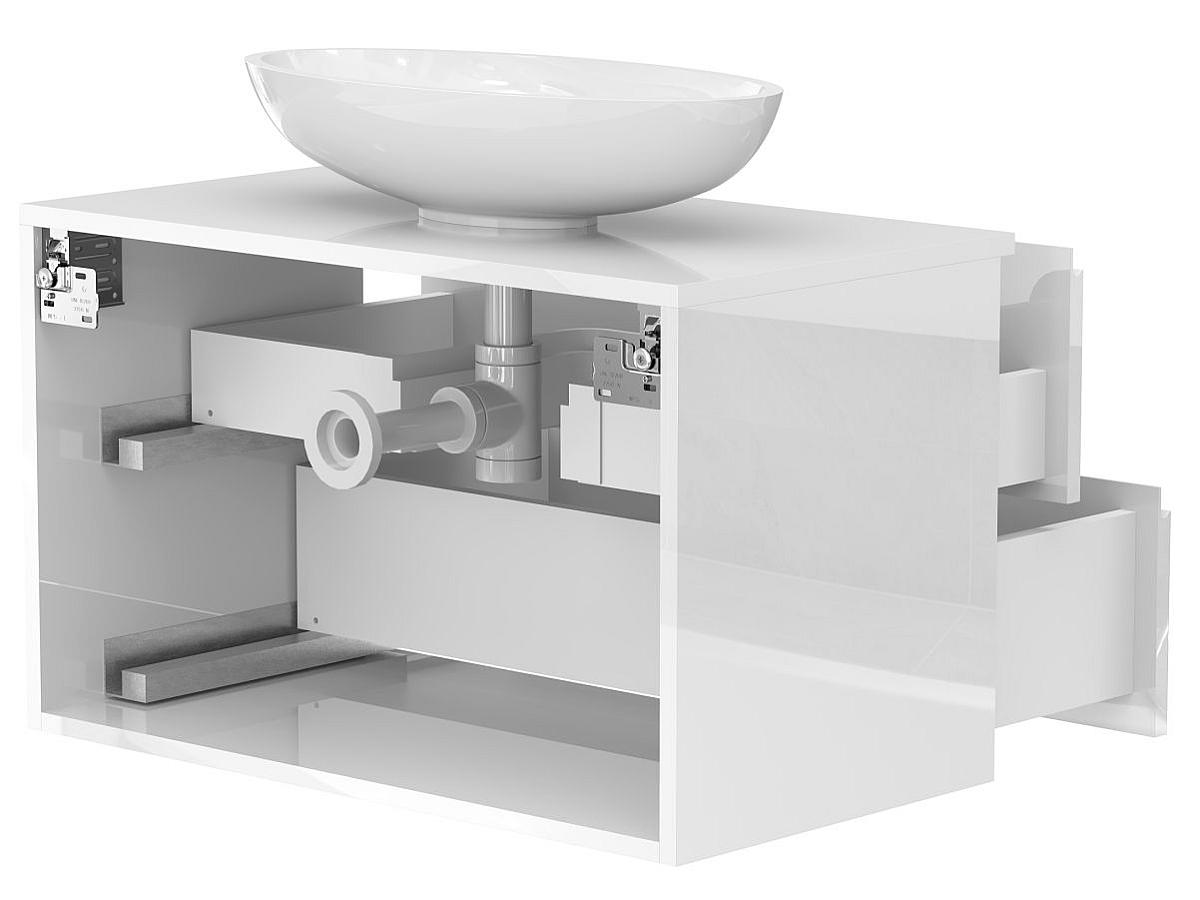 Тумба підвісна MONO 800 Біла глянцева з умивальником NICE