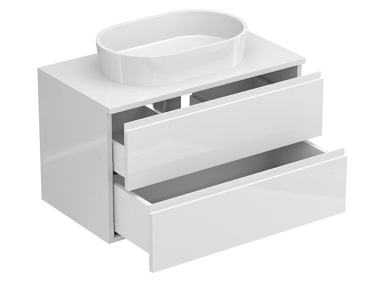 Тумба подвесная MONO 800 Белая глянцевая с умывальником SORRENTO