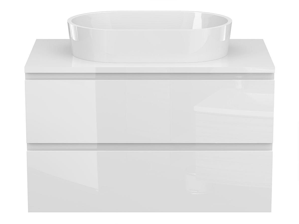 Тумба подвесная MONO 800 Белая глянцевая с умывальником SORRENTO
