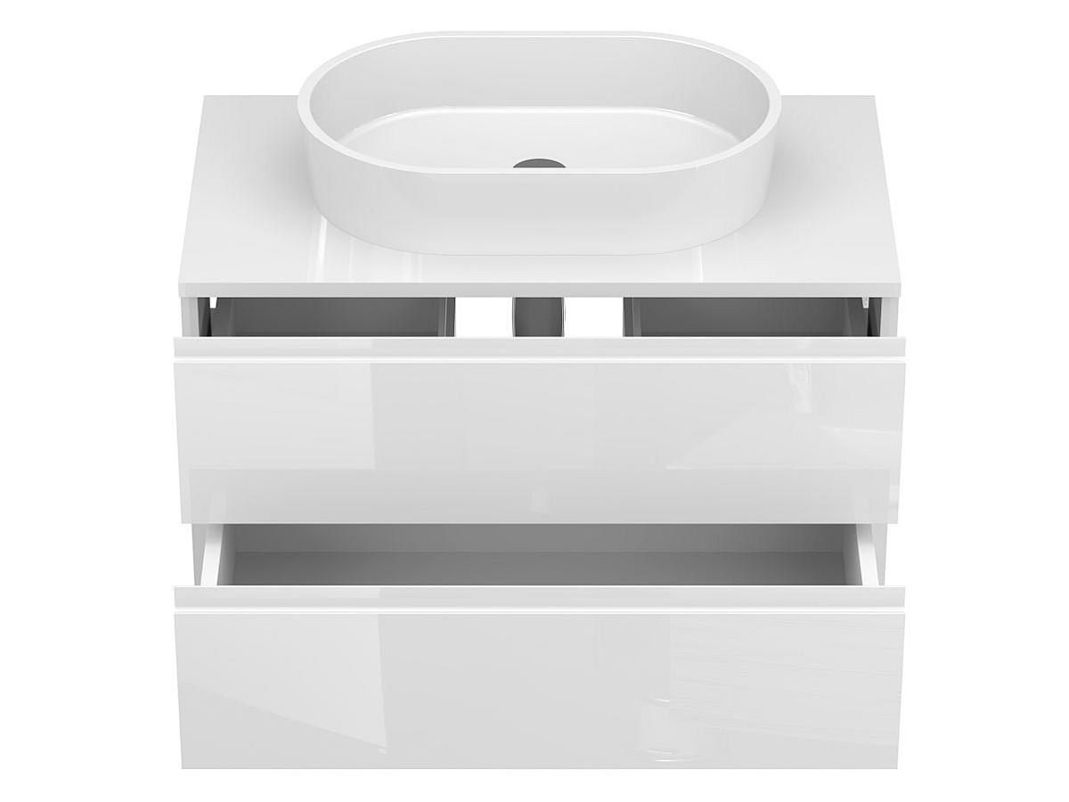 Тумба подвесная MONO 800 Белая глянцевая с умывальником SORRENTO