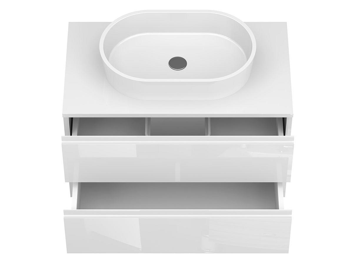 Тумба подвесная MONO 800 Белая глянцевая с умывальником SORRENTO