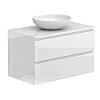 Тумба підвісна MONO 800 Біла глянцева з умивальником TOBI