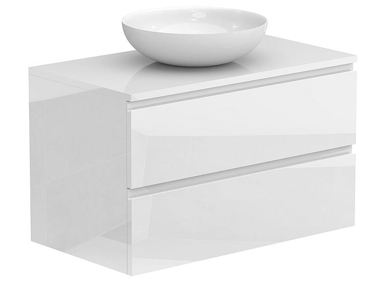 Тумба підвісна MONO 800 Біла глянцева з умивальником TOBI