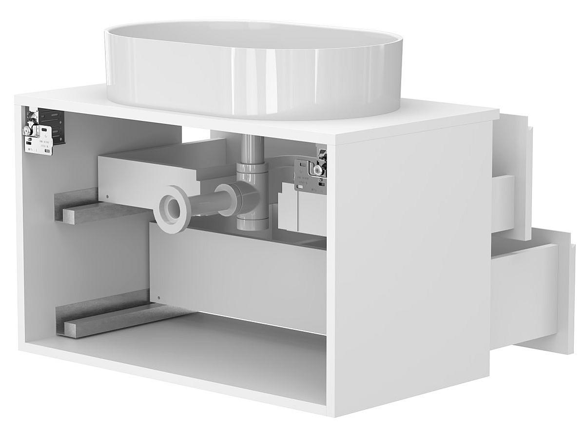 Тумба подвесная MONO 800 Белая матовая з умивальником KIRA