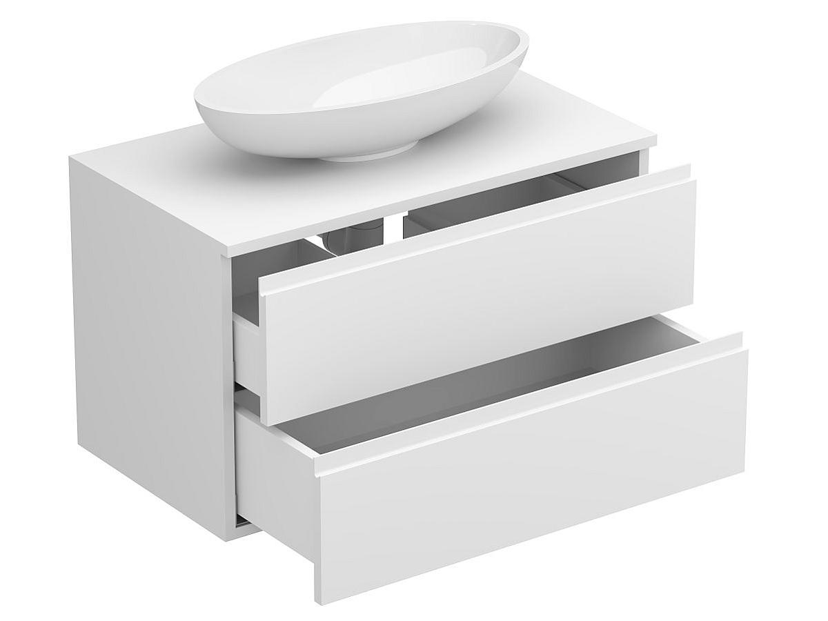 Тумба підвісна MONO 800 Біла матова з умивальником NICE