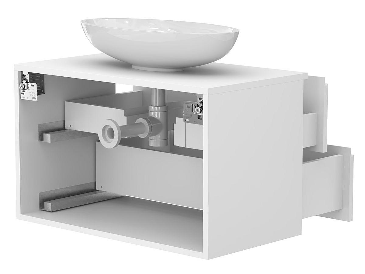 Тумба підвісна MONO 800 Біла матова з умивальником NICE