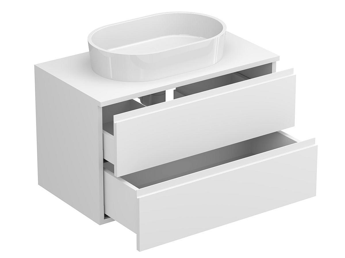 Тумба подвесная MONO 800 Белая soft-touch з умивальником SORRENTO