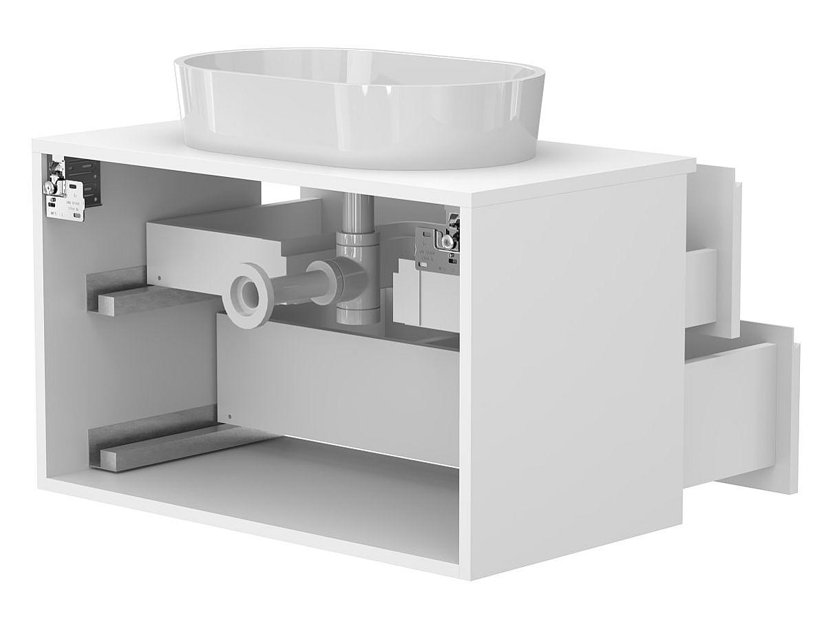 Тумба подвесная MONO 800 Белая soft-touch з умивальником SORRENTO
