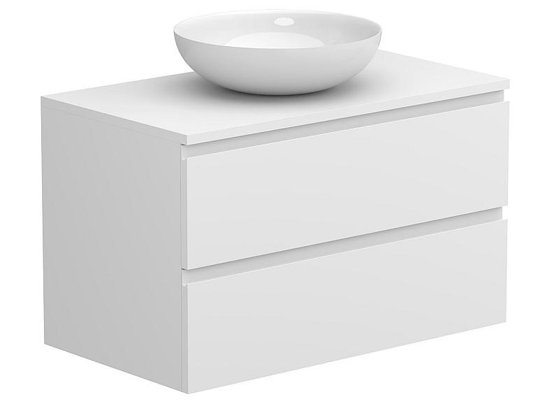 Тумба підвісна MONO 800 Біла soft-touch з умивальником TOBI