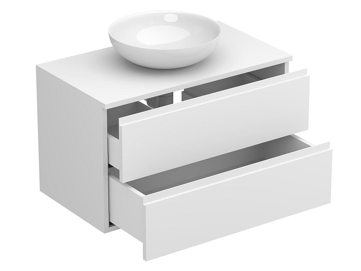 Тумба подвесная MONO 800 Белая soft-touch з умивальником TOBI