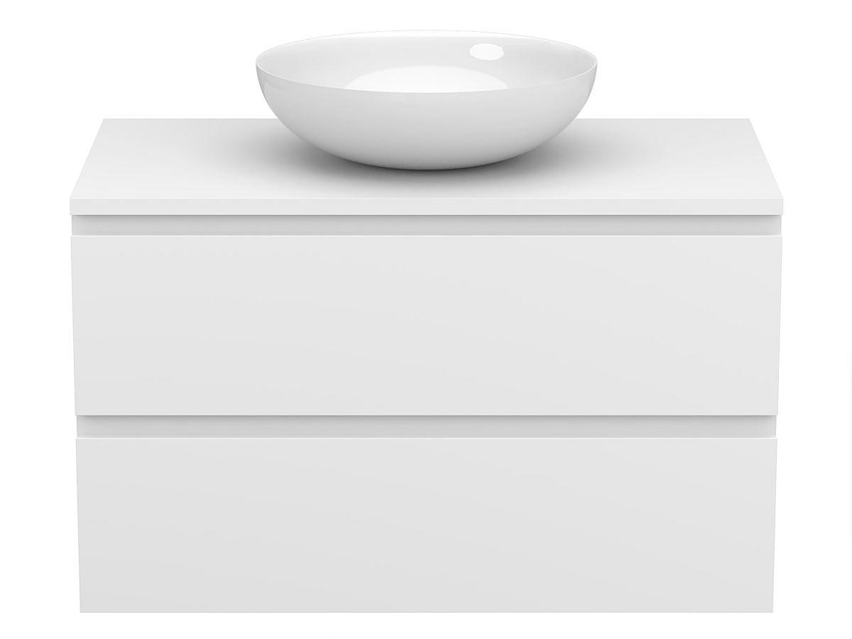 Тумба подвесная MONO 800 Белая soft-touch з умивальником TOBI