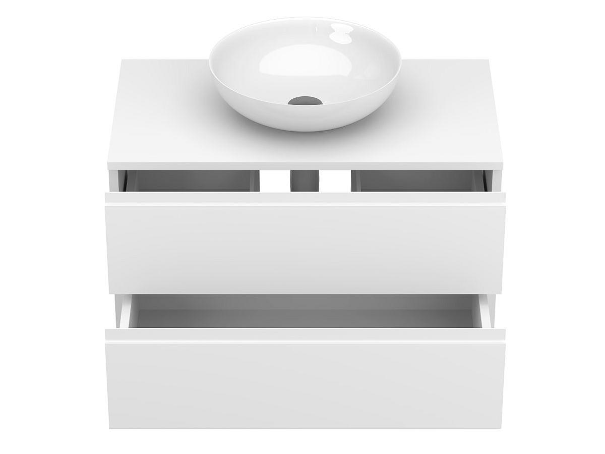 Тумба подвесная MONO 800 Белая soft-touch з умивальником TOBI